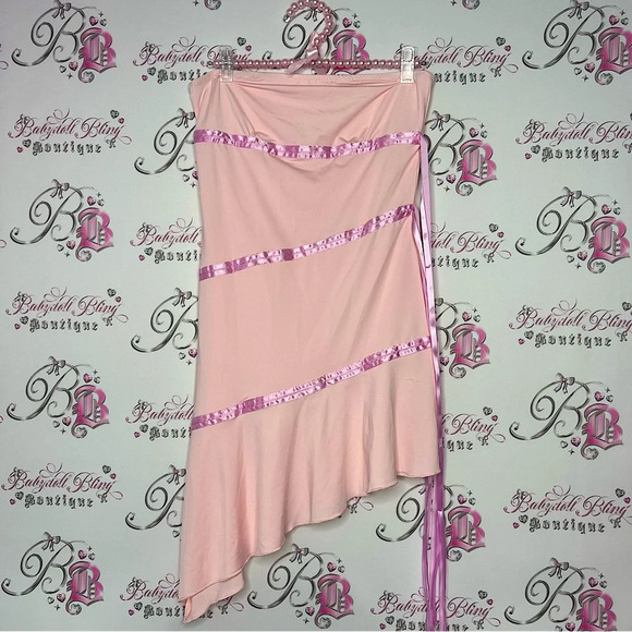 Pink dress fairy whimsical high low with ribbons 🎀 cute mermaid flowy  adorable - Picture 1 of 10